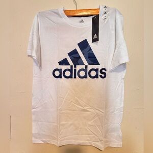 Adidas Classic White Tee with Navy Accents  size (10/12) years boys